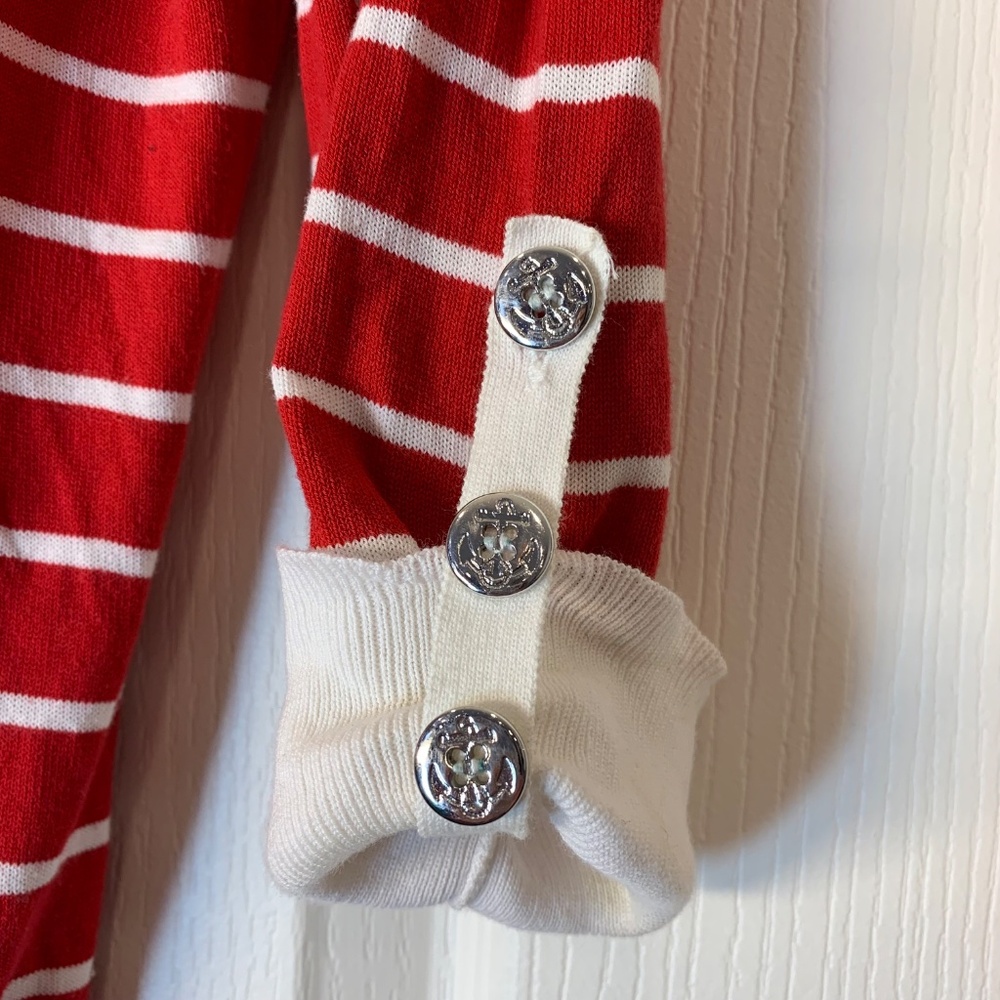 Yuka Nautical Stripe Knit Top – Anchor Buttons, Shoulder Embellishments, T3 Med - Picture 5 of 13